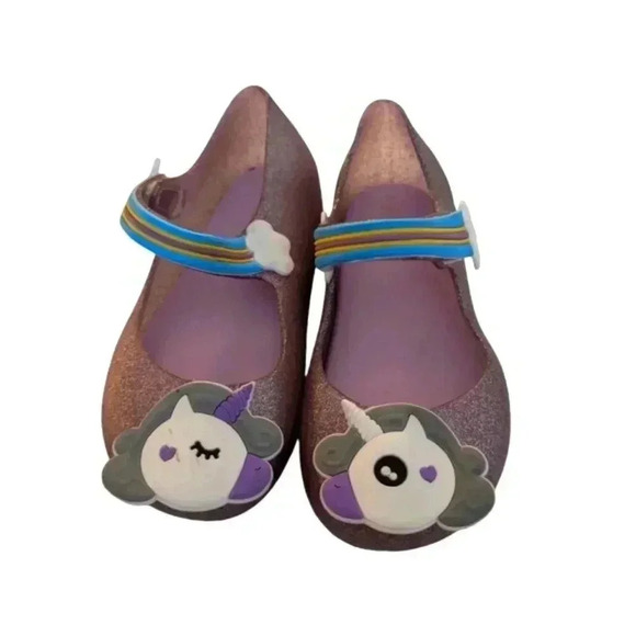 Mini Sed Mary Jane Toddler Girls' Unicorn Glitter Jelly Shoes Sizes 11.5 Purple - Picture 3 of 7